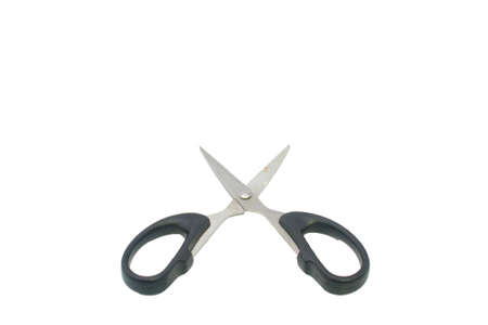 Black scissors isolated on a white backgroundの写真素材