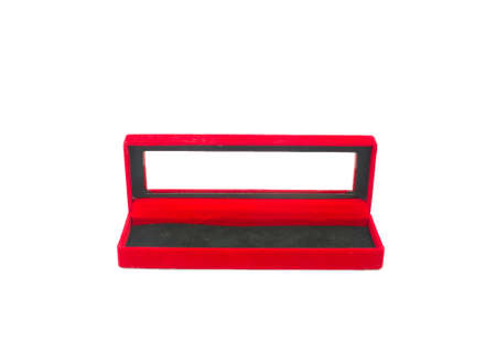 Isolated empty red button box on white backgroundの写真素材