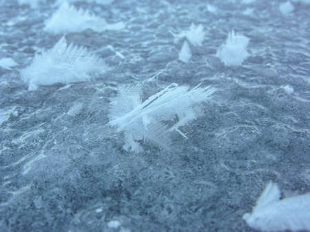 large crystals on the ice of Lake Baikal
