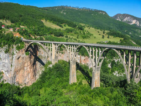 Dzhurdzhevich Bridge - concrete arch bridge across the river Tara in the northern part of Montenegroの写真素材