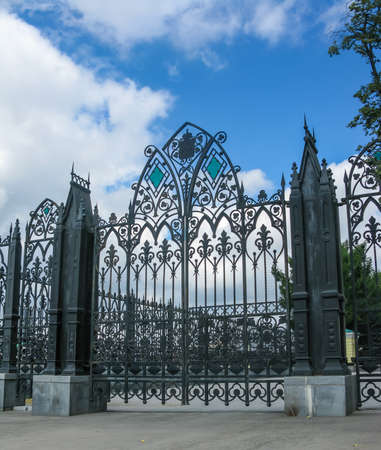 forged gates near the House N.I. Sevastyanova in Yekaterinburg, Sverdlovsk region