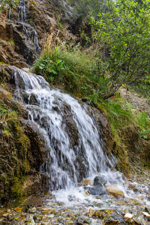 small waterfall  in the career of an old lens in the Sverdlovsk regionの写真素材