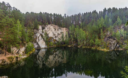 view of the Tal'k stone quarry in the Sverdlovsk regionの写真素材