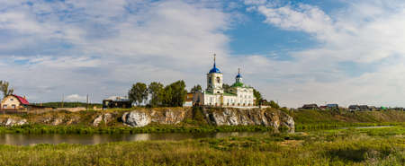 St. George Church on the bank of the Chusovaya River in the village of Sloboda in the Sverdlovsk Regionの写真素材