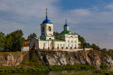 St. George Church on the bank of the Chusovaya River in the village of Sloboda in the Sverdlovsk Regionの写真素材