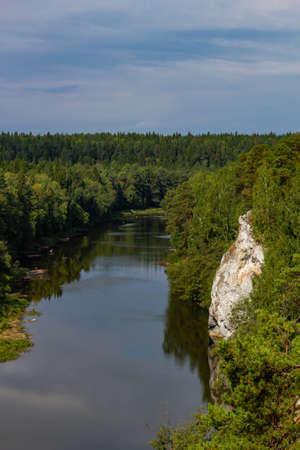 Chusovaya River in the village of Sloboda in the Sverdlovsk Regionの写真素材