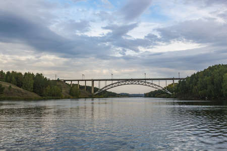 walk on a river tram along the Iset canyon near the town of Kamensk-Uralsky, Sverdlovsk regionの写真素材
