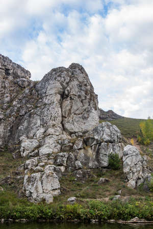 walk on a river tram along the Iset canyon near the town of Kamensk-Uralsky, Sverdlovsk regionの写真素材