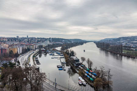 View of the Vltava River and the Town, Prague, Czech Republic