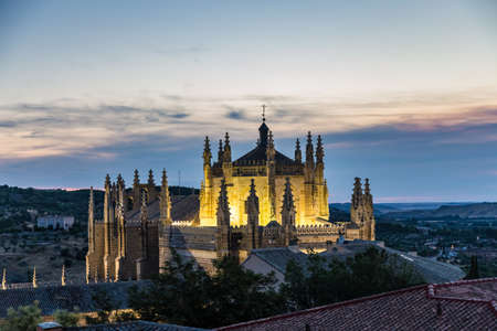 Evening illumination of the dome of the Monasterio de San Juan de los Reyes in Toledo, Spain.の写真素材