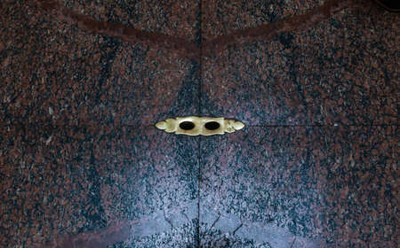 Holes for drainage in the marble floor of the Pantheon, the famous ancient Roman temple, Rome,...