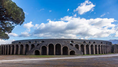 Roman gladiatorial arena in the city of Pompeii located at the foot of Mount Vesuvius, Italyの写真素材