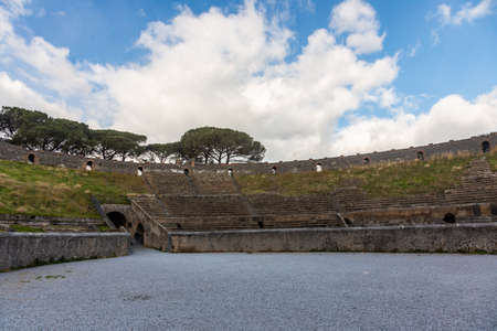 Roman gladiatorial arena in the city of Pompeii located at the foot of Mount Vesuvius, Italyの写真素材