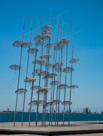 Monument on the waterfront of Thessaloniki - The Zongolopoulos Umbrellas, Greeceの写真素材