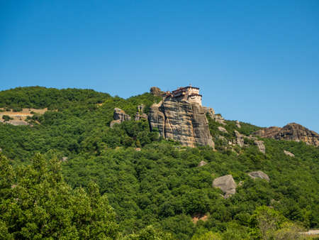 Beautiful view of the monastery Megala Meteora and its surrounding mountains in the region of...