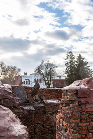 The ruins of the building of the Engineering Administration in Brest Fortress, Belarusの写真素材