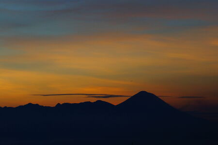 Silhoutte of the mountainの写真素材