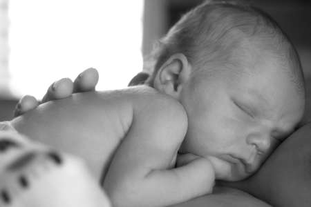 Newborn baby black and whiteの写真素材