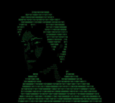 Image of a boy composed in Binary 01s and 1s  Labeled Global Color Swatches for ultra simple color editing  のイラスト素材
