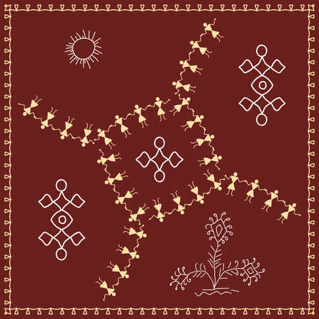 Folk, Tribal Design, Motif, Wall Painting Vector Artのイラスト素材