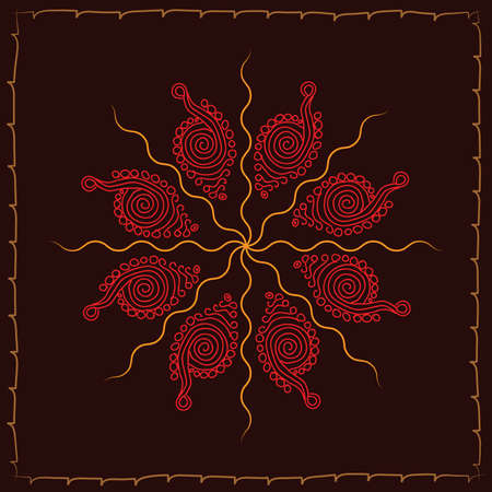 Folk Circular, Tribal Design, Motif, Wall Painting Vector Artのイラスト素材