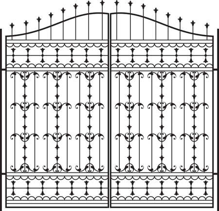Wrought Iron Gate, Door, Fence, Window, Grill, Railing Design Vector Artのイラスト素材