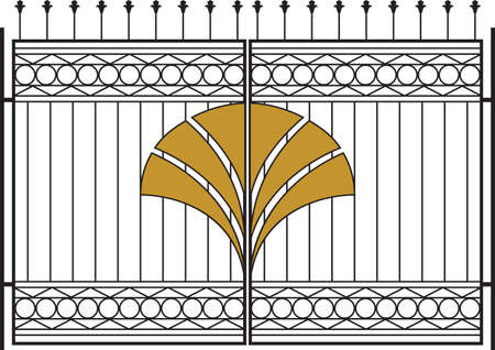 Wrought Iron Gate, Door, Fence, Window, Grill, Railing Design Vector Artのイラスト素材