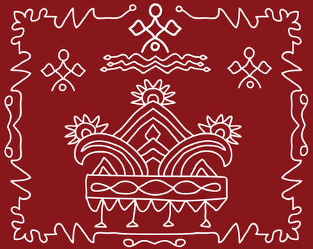 Folk, Tribal Design, Motif, Wall Painting Vector Artのイラスト素材