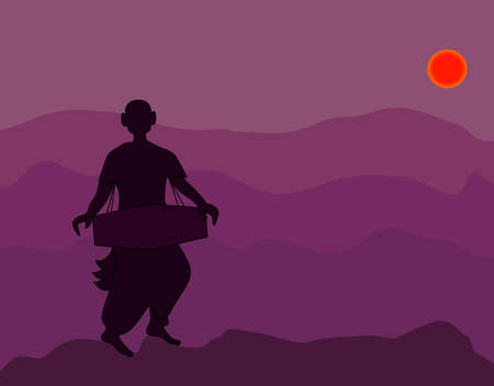 Shadow Art, Hare Rama Hari Krishna Vector Artのイラスト素材