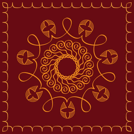 Folk, Tribal Design, Motif, Wall Painting Vector Artのイラスト素材