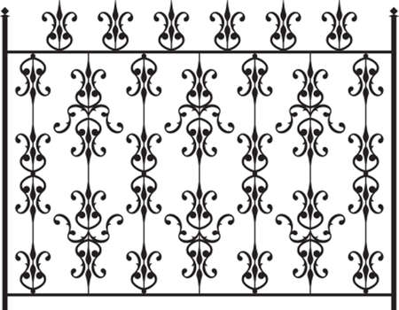Wrought Iron Gate, Door, Fence, Window, Grill, Railing Design Vector Artのイラスト素材