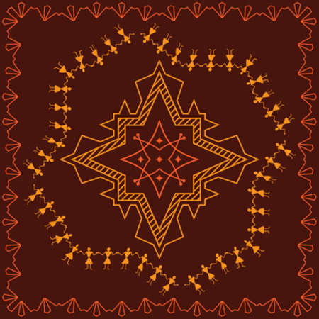 Folk, Tribal Design, Motif, Wall Painting Vector Artのイラスト素材