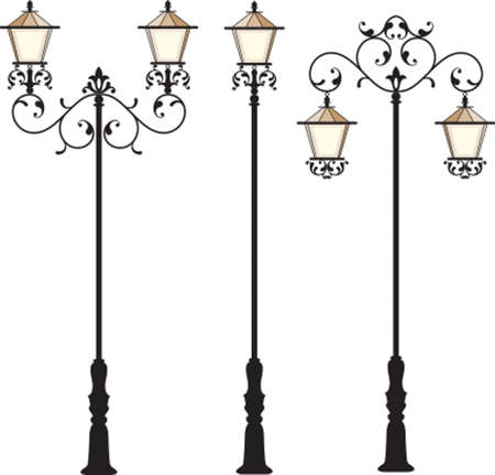 Wrought Iron Street Lamp Post Vector Artのイラスト素材