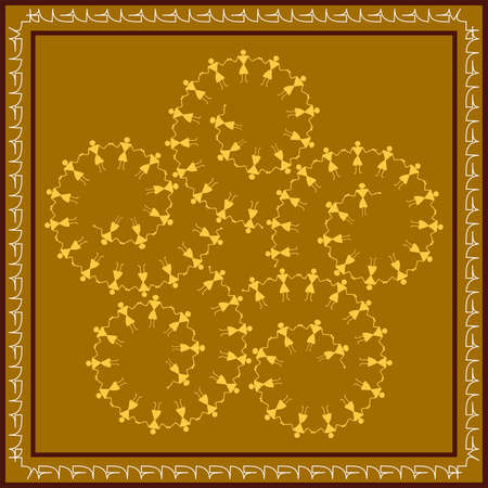 Folk, Tribal Design, Motif, Wall Painting Vector Artのイラスト素材