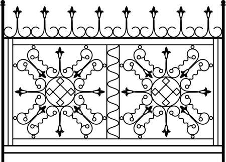 Wrought Iron Gate, Door, Fence, Window, Grill, Railing Design Vector Artのイラスト素材