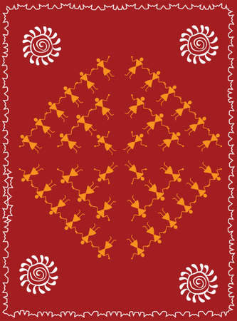 Folk, Tribal Design, Motif, Wall Painting Vector Artのイラスト素材