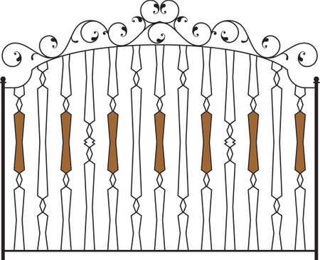 Wrought Iron Gate, Door, Fence, Window, Grill, Railing Design Vector Artのイラスト素材