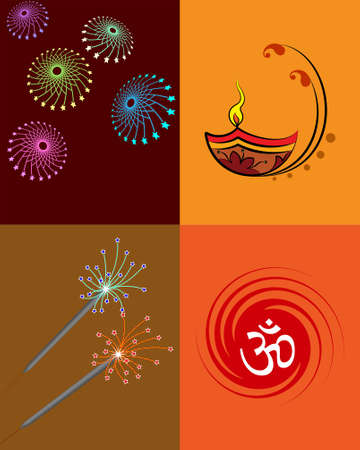 Diwali Greeting Fire Works Vector Artのイラスト素材