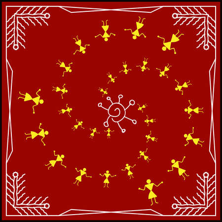 Folk, Tribal Design, Motif, Wall Painting Vector Artのイラスト素材