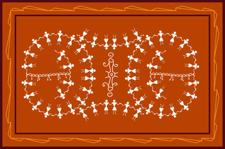 Folk, Tribal Design, Motif, Wall Painting Vector Artのイラスト素材