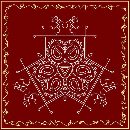 Folk, Tribal Design, Motif, Wall Painting Vector Artのイラスト素材