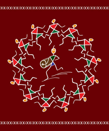 Folk, Tribal Design, Motif, Wall Painting Vector Artのイラスト素材