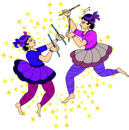 Garba Indian Dance Vector Artのイラスト素材