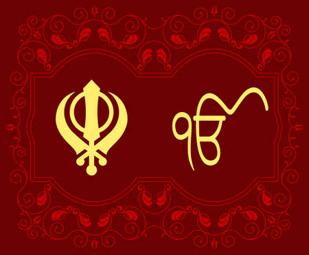 Ek Onkar, Khanda The Holy Motif Vector Artのイラスト素材