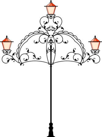 Wrought Iron Street Lamp Post Vector Artのイラスト素材