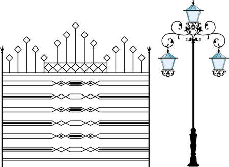 Wrought Iron Grill, Gate, Door, Fence, Window, Railing Design Vector Artのイラスト素材