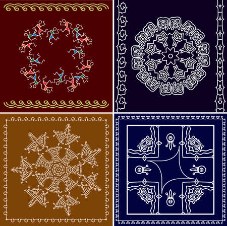 Folk, Tribal Design, Motif, Wall Painting Vector Artのイラスト素材