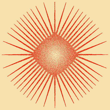 Sun Burst Design Stipple Effect Vector Artのイラスト素材