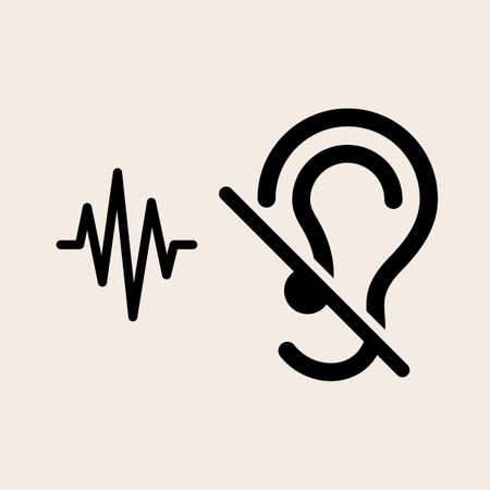 Deaf Icon, Disability to Hear Vector Illustrationのイラスト素材