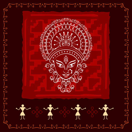 Durga Goddess of Power Vector Illustrationのイラスト素材